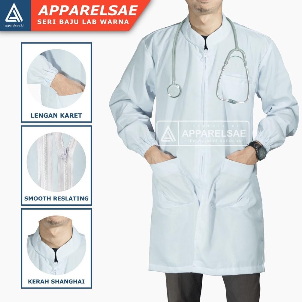 JAS LAB /JAS LABORATORIUM KATUN LEMBUT KERAH SYANGHAI  WARNA PUTIH