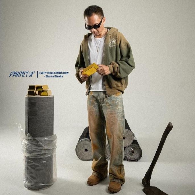 Promo Denimitup Trilogo Double Zip X Bhisma - Muddy Golden Washed - Hoodie Pria