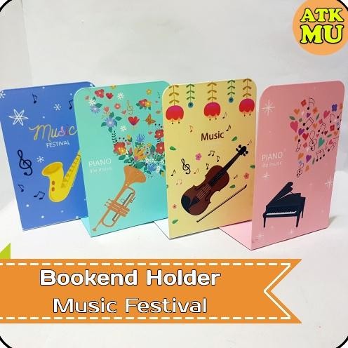 

Pembatas Buku Besi Bookend Holder Book Stand Music Festival RB07