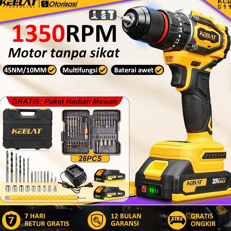 termurah keelat brushless drill 10mm - cordless impact drill multifungsi