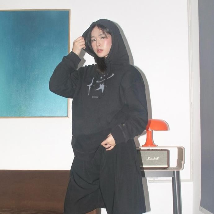 Sale Faith Fade Noir - Washed Stars Boxy Hoodie