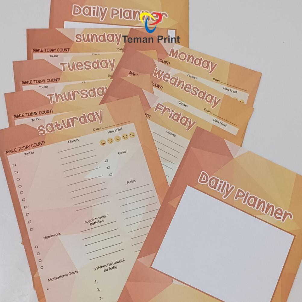 

Teman Print Kertas Binder A5 Desain Daily Planner Isi 20 Lembar RB07