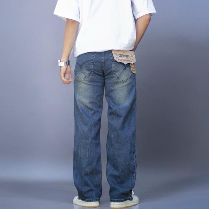 GEVAR - Celana Jeans Baggy Oversize Loose Fit Retro Denim Pria Straight daps
