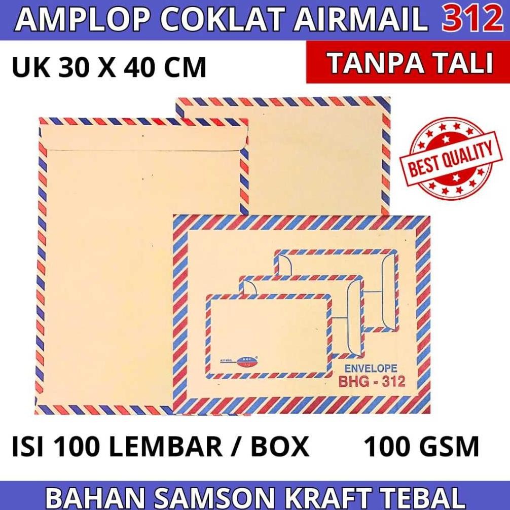 

Baru Amplop Coklat Airmail Tanpa Tali 312 BHG 100gr Isi 100 Lembar