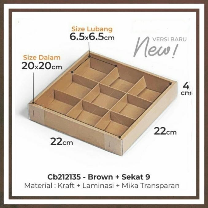 (Expert) Box Sekat 9 Dus Kotak Kue Packaging Brownies Pie Coklat Pra