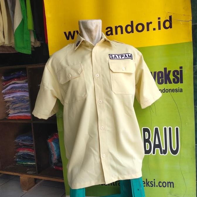 BAJU SERAGAM SATPAM -CREAM PDH BAHAN GAIA NEO PREMIUM (ATASAN)