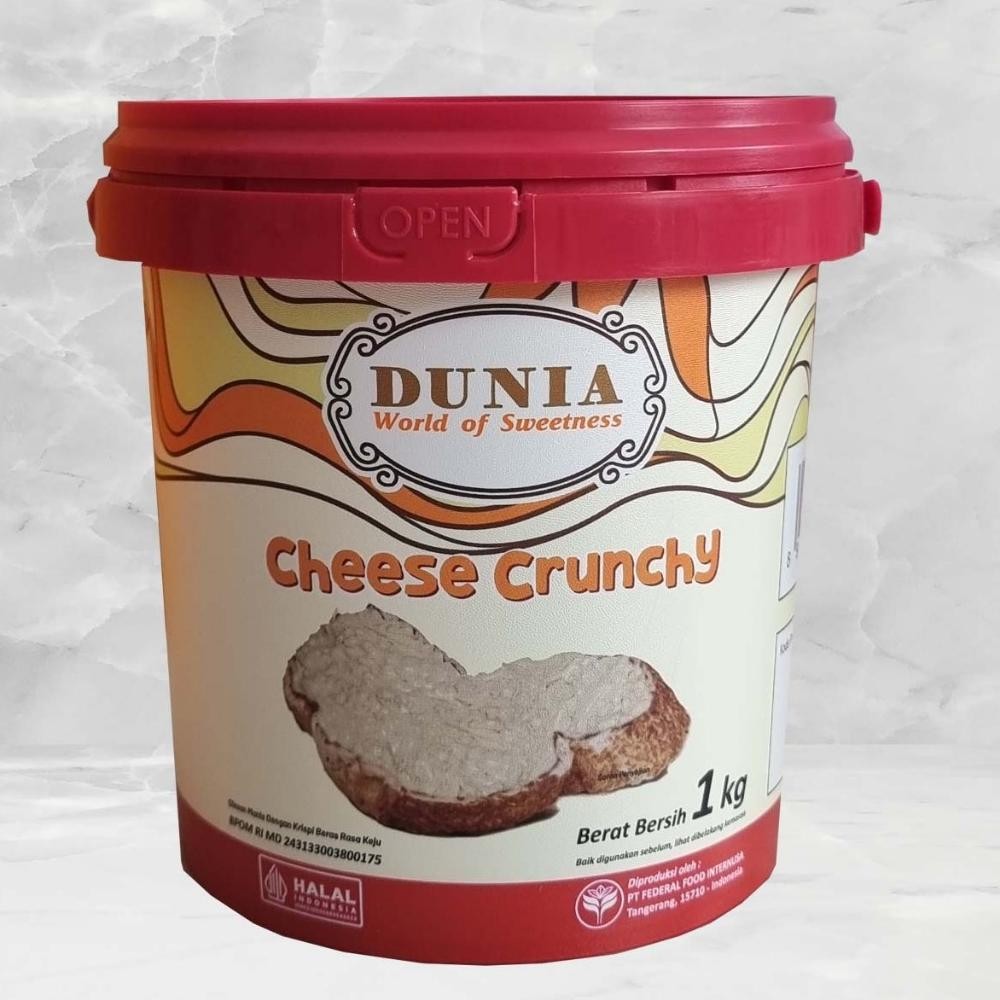 

Baru Dunia Spread Crunchy Cheese 1KG | Selai Keju Tahan Lama untuk Roti & Kue