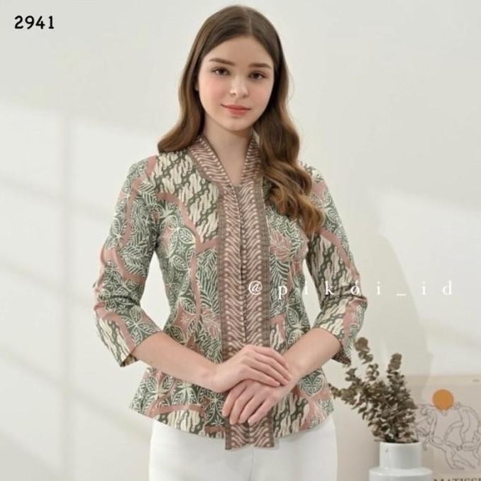 BAJU BATIK WANITA LENGAN PANJANG / ATASAN BATIK KANTOR SERAGAM PENDEK