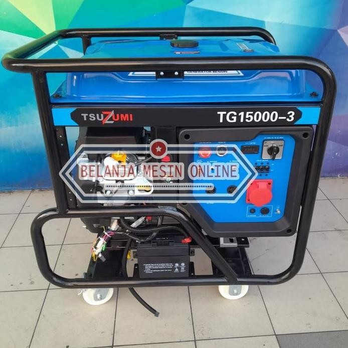 

Terlaris Genset 15 Kva 10000 12000 Watt 3 Phase Open Bensin Tsuzumi Tg 15000-3