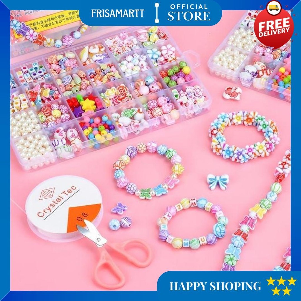 Diy Mainan Kreatifitas Anak Meronce Manik/Mute/Pernak Pernik Manik Gelang/Manik Kalung/Manik Gantung