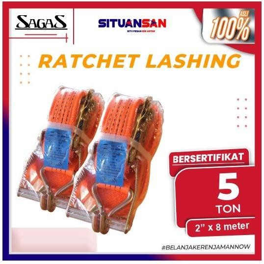 

Terlaris Ratchet Tie Down 5 Ton Cargo Lashing Belt Tali Pengikat Barang Sagas