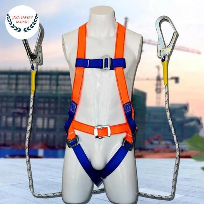 

Terlaris Full Body Harness Big Hook Double Lanyard Full Safety Belt 2M Absorber Sabuk Pengaman