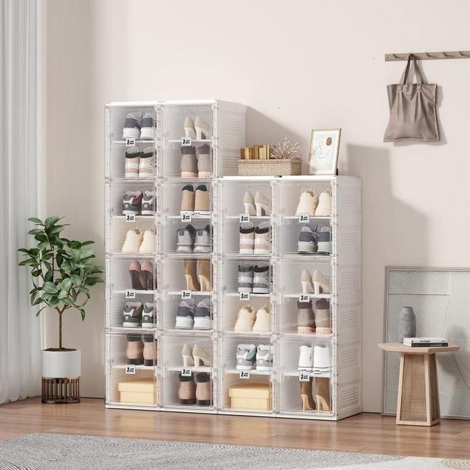 Antbox Kotak Sepatu Plastik Transparan Tebal Box Sepatu Lipat