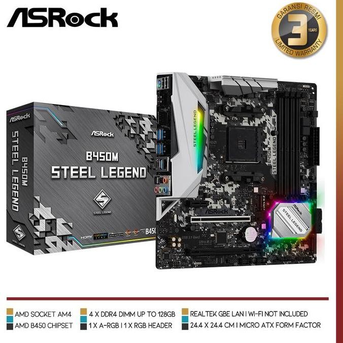 Motherboard Asrock - B450M Steel Legend Ryzen Amd Am4 Atx