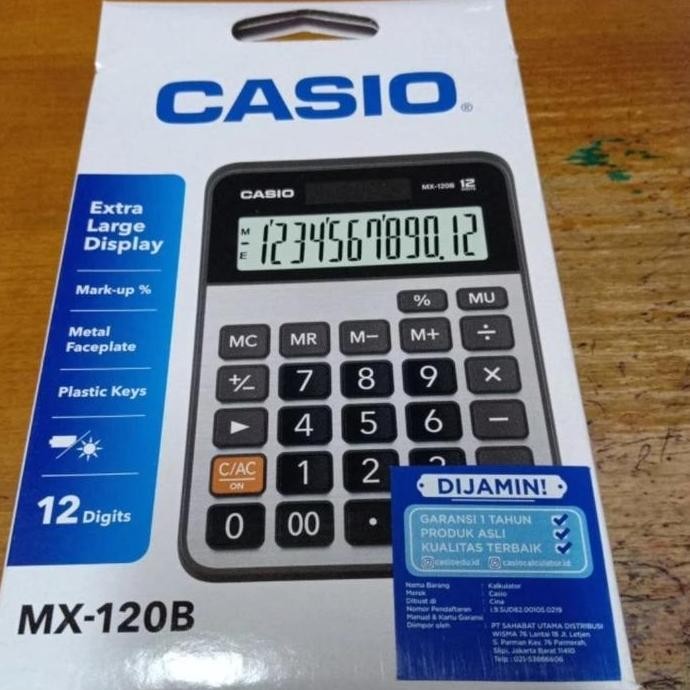 

restock Kalkulator Casio MX-120B 12 Digit Asli Garansi Resmi 1 Tahun - Plastic, Silver