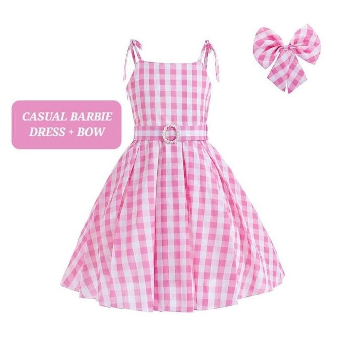 new  BAJUKIDDIE CASUAL BARBIE DRESS KOSTUM PINK FASHION PRINCESS PINK Costume Aksesoris