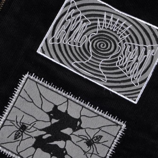 Promo Evilspirit Jacket Corduroy - Headache Black Unisex Atasan Jaket Pria Wanita Cowok Casual Panja