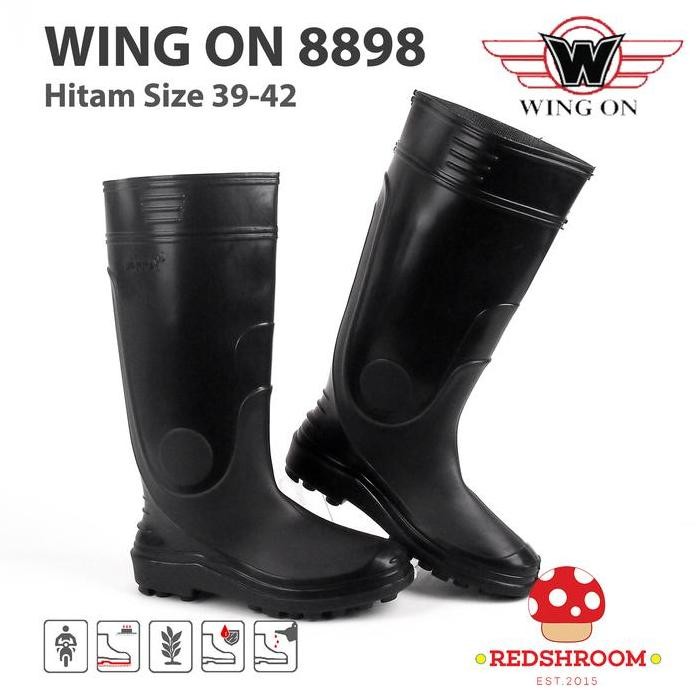 

Terlaris Sepatu Boot Tinggi Wing On 8898 Hitam Boots Karet Lokal Anti Slip Lentur Ringan Proyek Pabrik Kerja Shoes