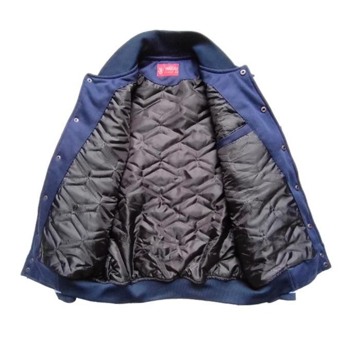 Grosir Skullend Jaket Varsity Cotton Fleece Full Bordir - Vintage Club Navy Cream Couple Kain Kancin