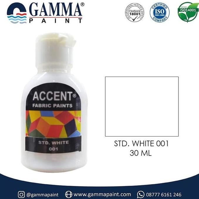 

ready ACCENT Fabric Paint 30ML - WHITE - Cat Kain - Acrylic Waterbased