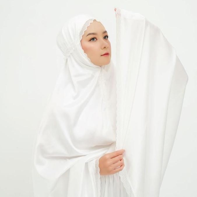MUKENA PREMIUM SILK - MUKENA ANDIN - MUKENA TRAVELING - PUTIH