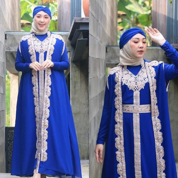 Abaya/Kaftan MAHADEWI Outer Lepas Pasang Premium Wanita Muslim Mewah Payet Bordir Cantik By AYJONA S
