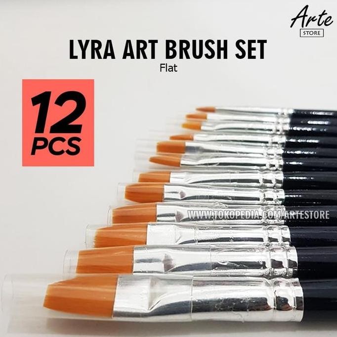 

ready Kuas Lukis Lyra Flat Set isi 12 pcs