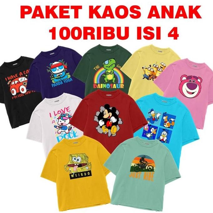 Murah Paket Usaha Kaos Anak Cewek Cowok Bahan Katun Combed Atasan Bayi Balita Motif Kartun Lucu Pake