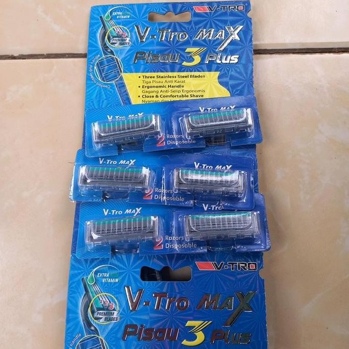 Pisau Cukur V-Tro Max Pisau 3 Plus 1 Lembar 24pcs - Razor Kumis Jenggot Pencukur murah