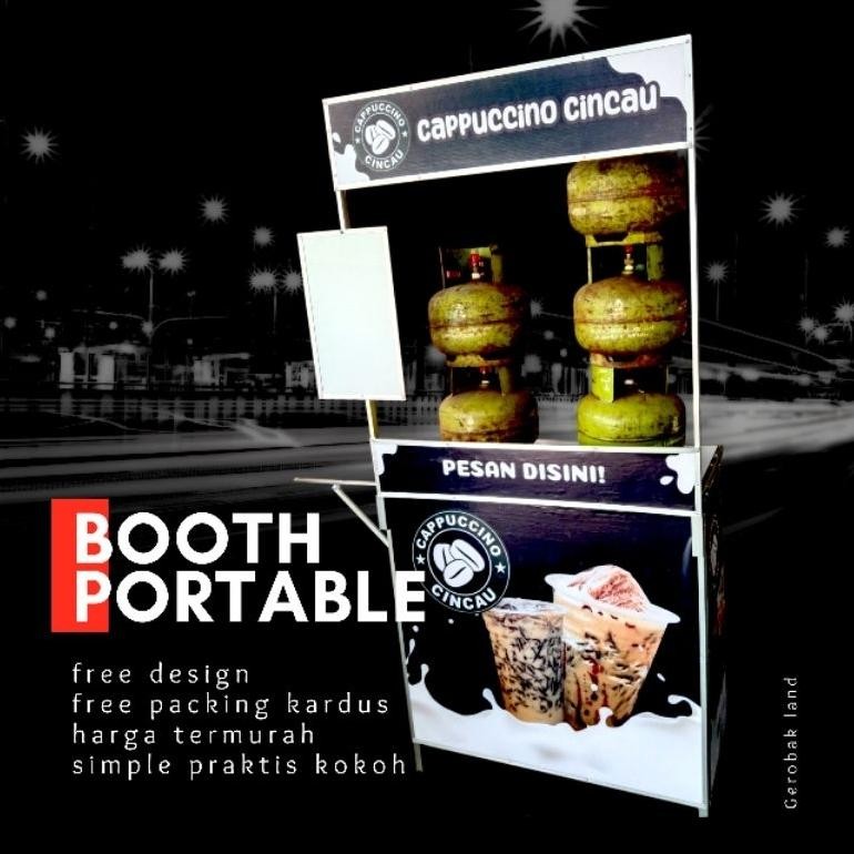 xenn booth portable 80x40 bebas costum / rombong lipat / gerobak bongkar pasang