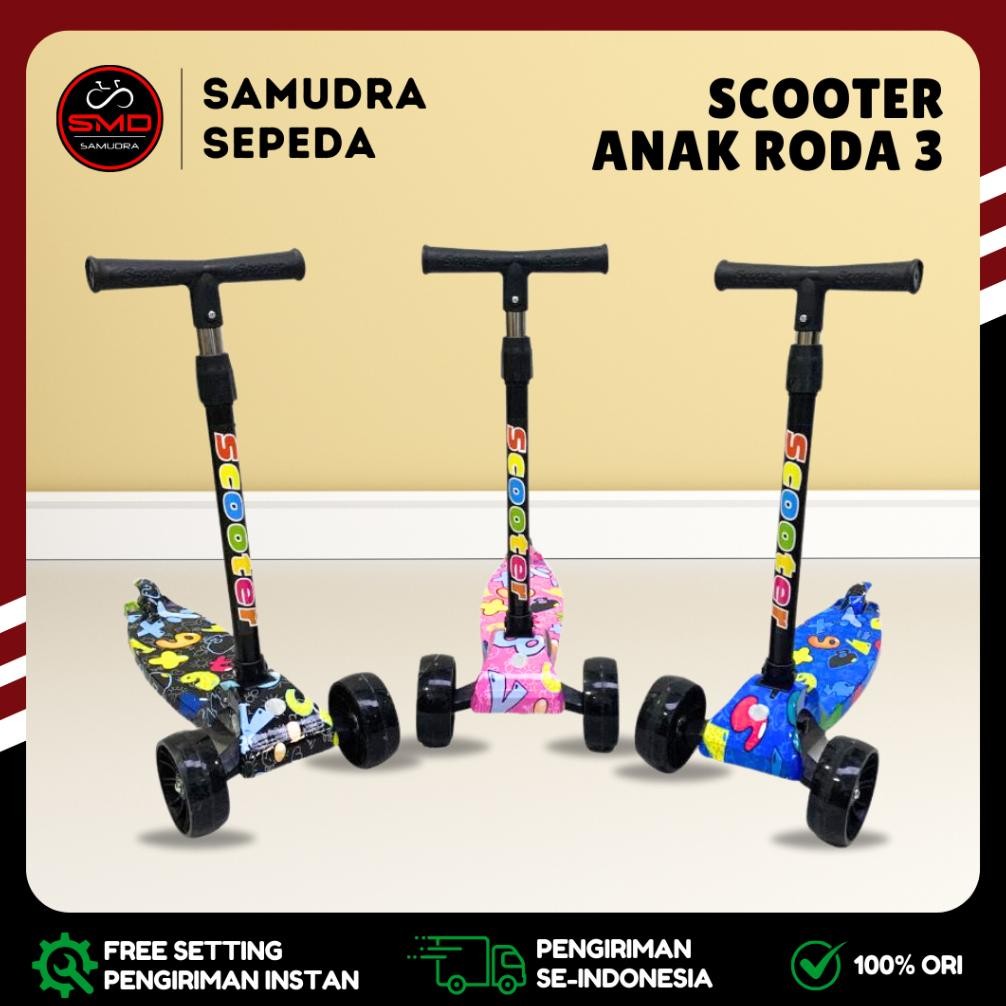 NEW Skuter Scooter Otoped Otopet Roda 3 Lipat Nyala LED Mainan Anak Kickboard Murah Bandung