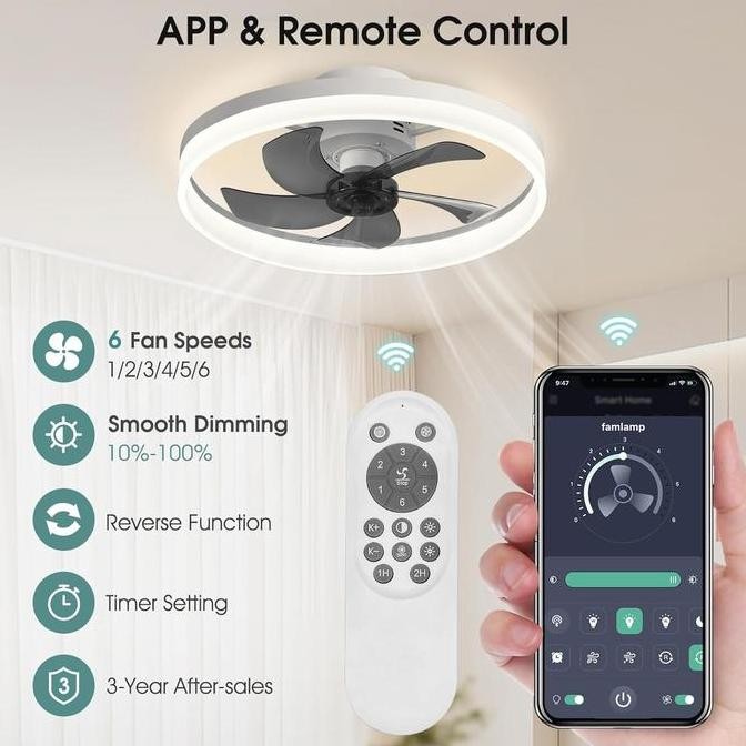 Grosir Hyderson Lampu Gantung Kipas Angin Led Fan Ceiling Light Acrylic Remote