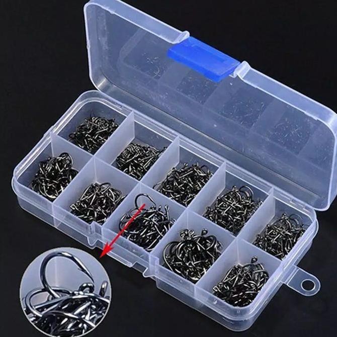 Kail Mata Pancing Carbon 500Pcs Ukuran 3-12 + Box