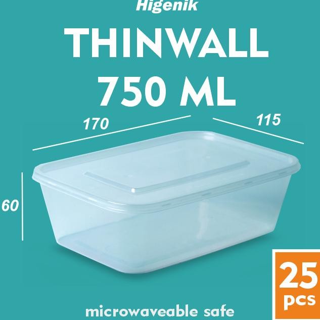 Thinwall 750 Ml Food Container Box Kotak Makan Plastik Mika Box