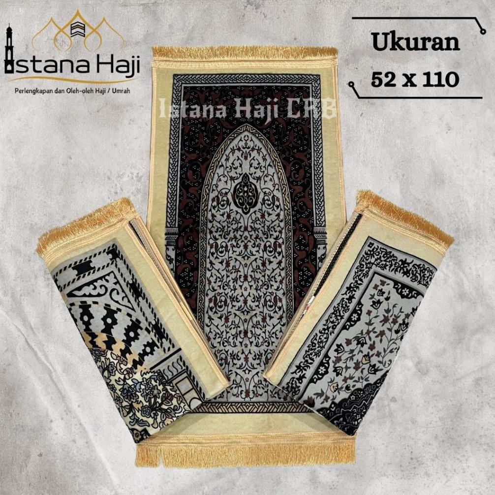 Sajadah Embos Cream Sejadah Midi Emboss Tebal Sujadah Rumbai Halus Tanggung Turki Oleh-oleh Haji Umr