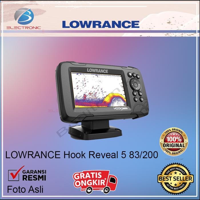 Lowrance Hook Reveal 5 83/200 Hdi Row Fish Finder Gps Laut Base Map Original Dan Terpercaya