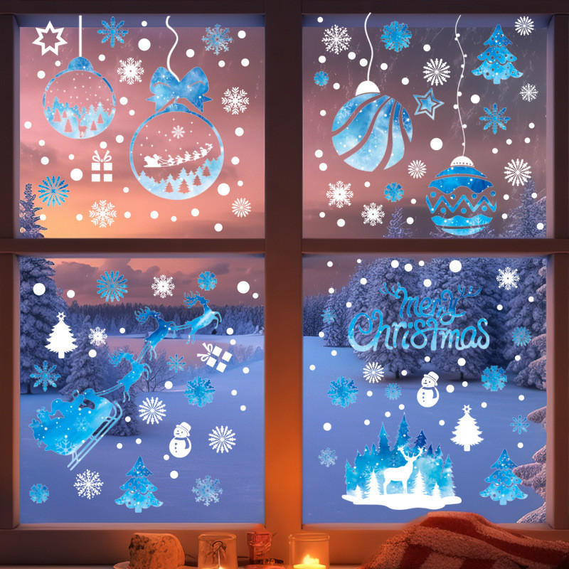 

PAOPAO Stiker Wallpaper Blue Premium Kaca Merry Christmas Natal Kiss Cut Cute