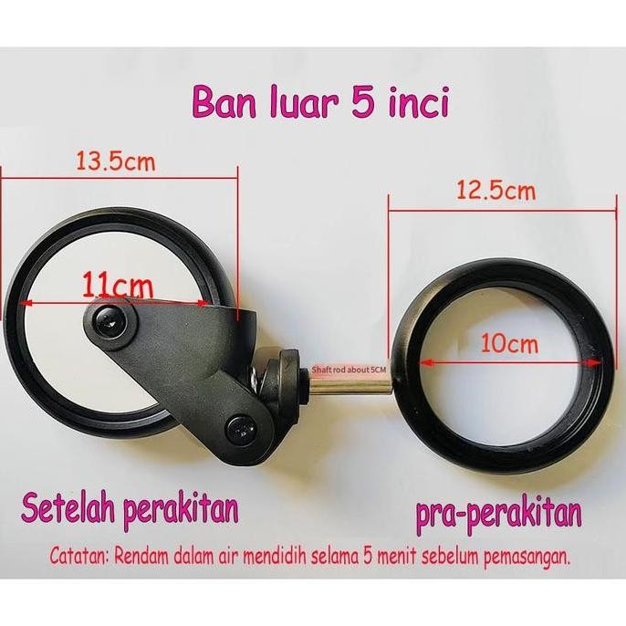 Lalamei Roda Karet Aksesoris Stroller Bayi Universal Ban Bit Depan Belakang Stroller / Ban Luar Stro
