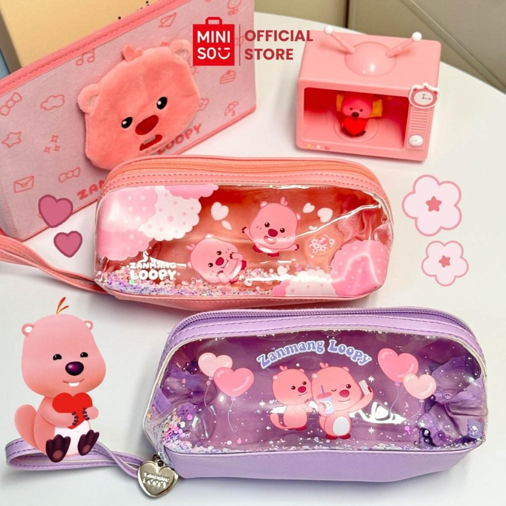 Miniso x ZANMANG Loopy Collection Tas Kosmetik Dengan Pegangan Desain Transparan Cosmetic Bag Tas Pe