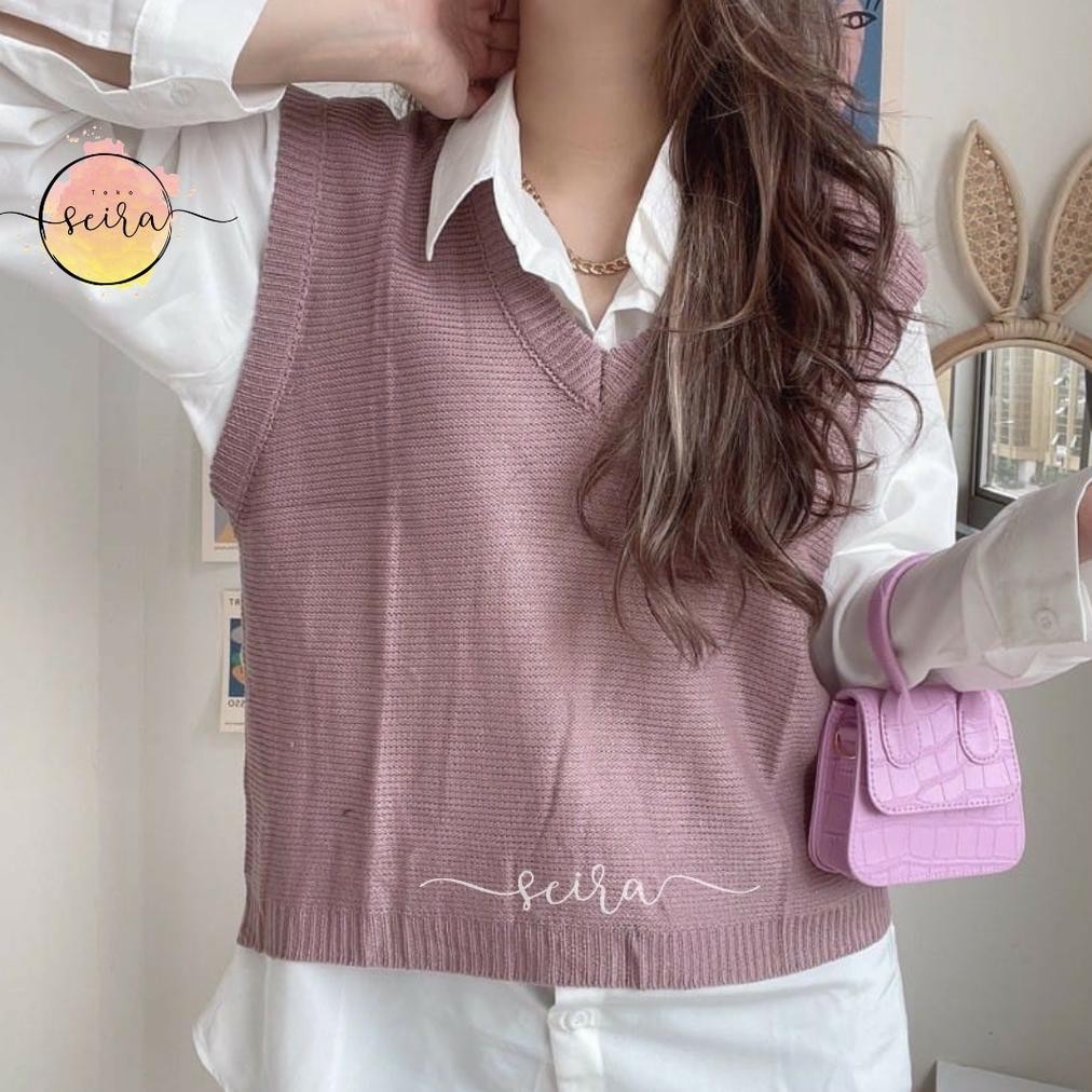 [BISA COD] Kani Vest Rompi Basic Rajut / Outer Knit V  Neck / Rompi Kani / Vest Kani / Outer Rajut K