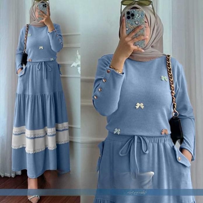 Setelan Wanita Jumbo Claudia Set BO Bahan Kain Knit Aster Size M L XL XXL One Set Wanita Korean Styl