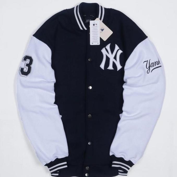 Jaket Varsity Mlb Ny Logo Bordir New York Yankees Pria Wanita Full Tag (Best Quality)