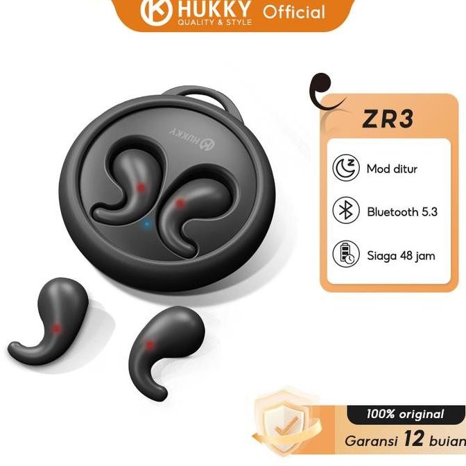 TERMURAH - HUKKY ZR3 Headset Bluetooth Earphones TWS Sleepbuds Mini Invisiable - Ponsel Bass Microph