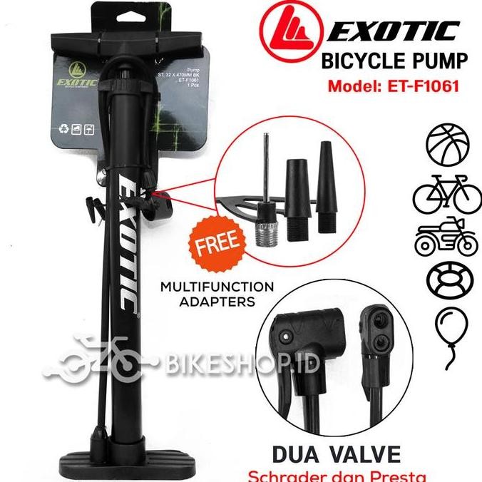 Pompa Angin Ban Sepeda dan Motor Kompa Exotic Manual Dual Pentil Steel PVC Bicycle Pump Bola Balon |
