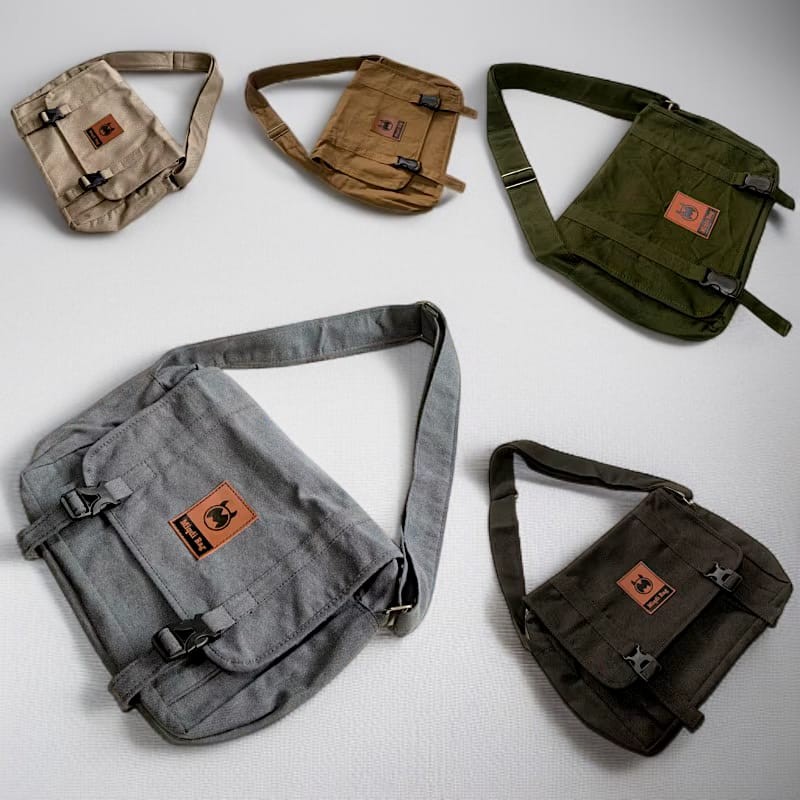 FAVORIT TAS SLEMPANG KANVAS TAS SLEMPANG PRIA WANITA TAS KULIAH KERJA TAS SLEMPANG MIQDI BAG