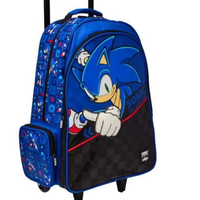 Smiggle trolley Sonic Backpack/ Tas koper Anak /Tas Roda Sekolah/kado LN