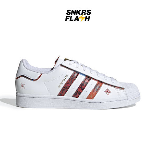 ADIDAS Superstar Lunar Year White Red Sepatu Sneakers Pria - GX8839 - Size 38
