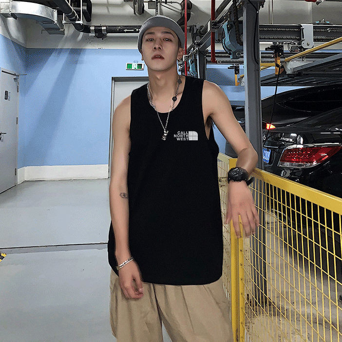 Tuan Dalam CODCotton Casc Casual Leher Bundar Kasual Rompi Retro Pria Trendi Basket Basket Rompi T-S