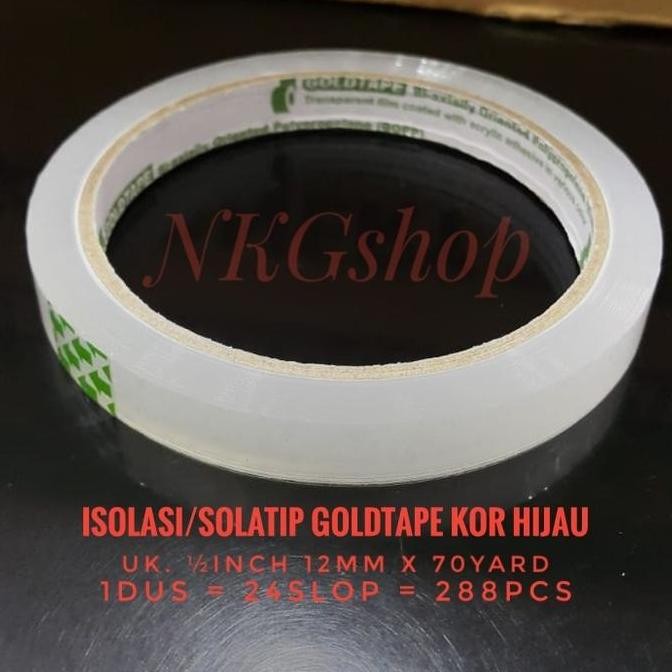 

Isolasi/Solatip Goldtape Kor Hijau Uk. 12Mm X 70Yard (1Dus = 288Pcs) Co