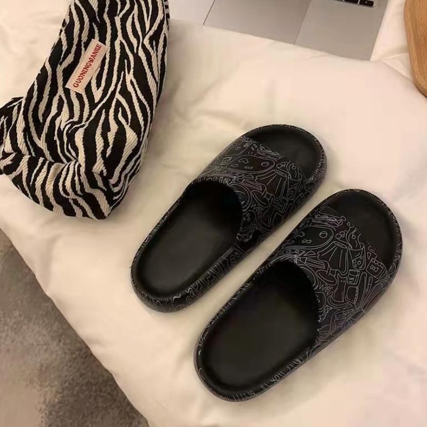 Jy-6 Sandal Rumah Wanita Pria Bermotif Corak Import Fashion Korea Jepang Slop Slip On / Sendal Selop